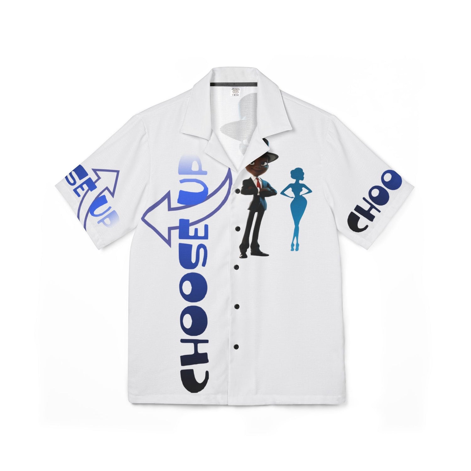 Streetwear button-up shirt with bold urban graphic design and modern clothing online style